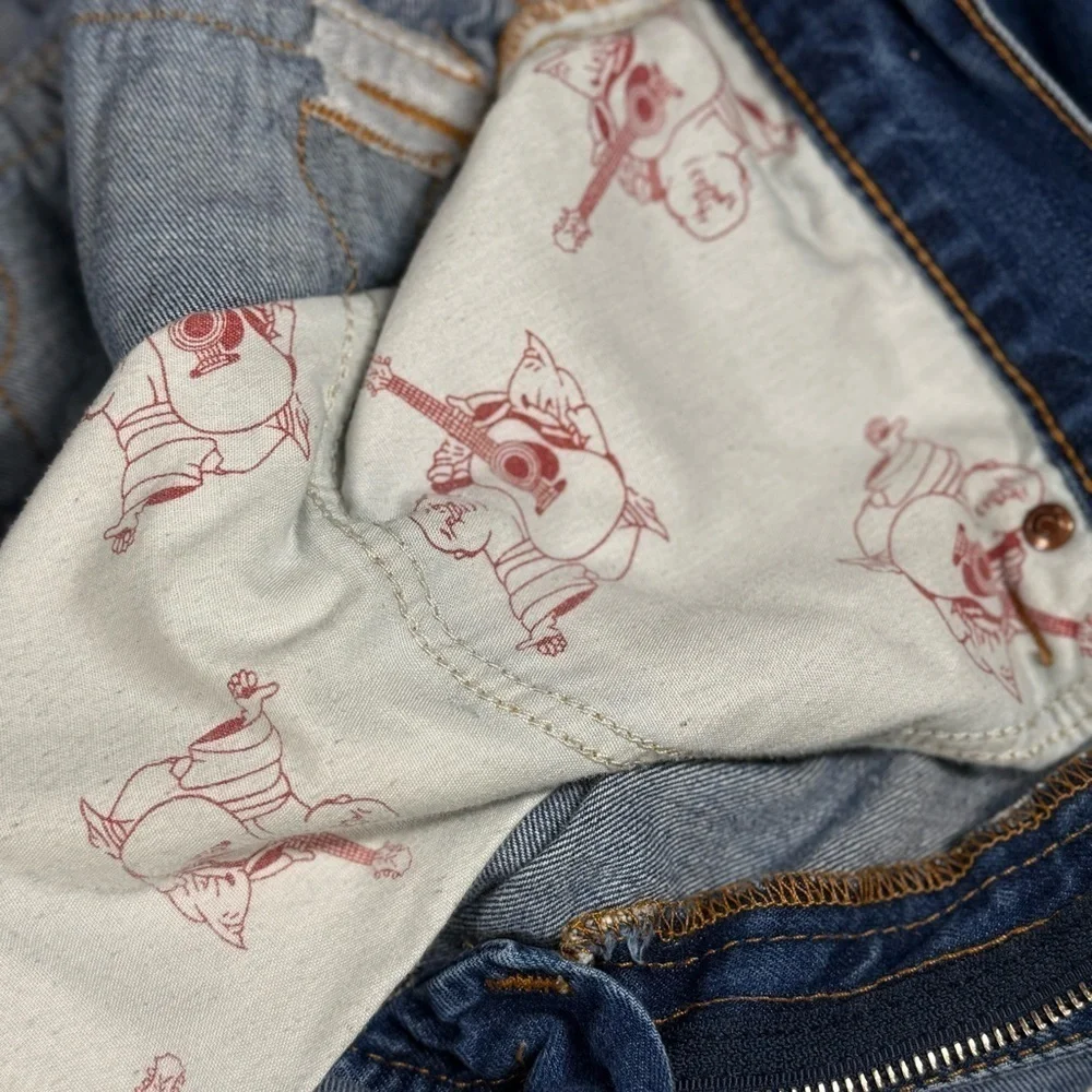 True Religion | Deer Hallow Denim Orange Stitch Straight Leg Jeans
